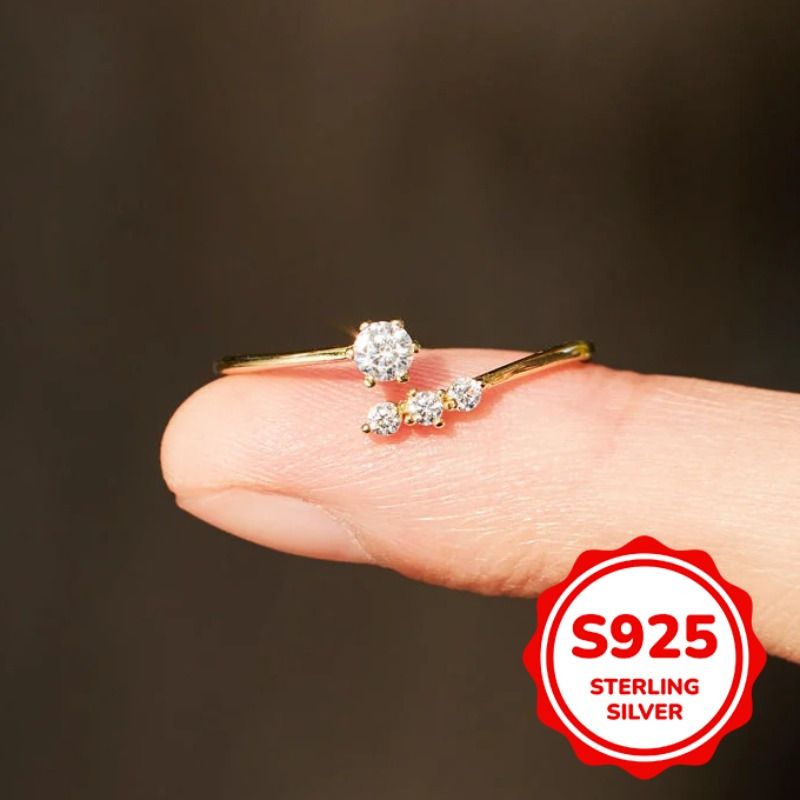 S925 Sterling Silver Lady's Ring with Zirconia